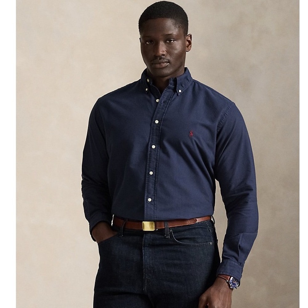Ralph Lauren Mens XL Classic‎ Fit Navy Blue Twill Oxford Button Down Shirt